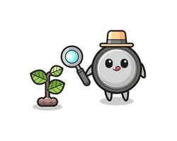 cute button cell herbalist researching a plants vector