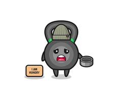 cute kettlebell beggar cartoon character vector
