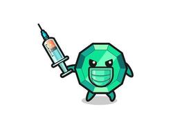 illustration of the emerald gemstone to fight the virus vector