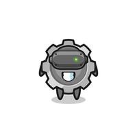 cute gear using VR headset vector