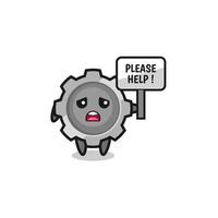 cute gear hold the please help banner vector