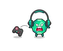 emerald gemstone gamer mascot is angry vector