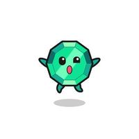 emerald gemstone character is jumping gesture vector