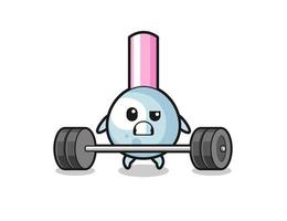 cartoon of cotton bud lifting a barbell vector