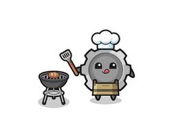 gear barbeque chef with a grill vector