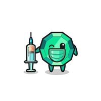 emerald gemstone mascot as vaccinator vector