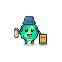 emerald gemstone mascot character as hiker vector