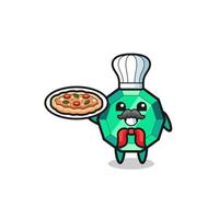 emerald gemstone character as Italian chef mascot vector