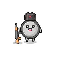 cute button cell cartoon as Russian army vector