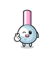 cotton bud character doing Korean finger heart vector