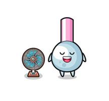 cute cotton bud is standing in front of the fan vector