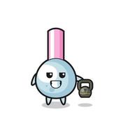 cotton bud mascot lifting kettlebell in the gym vector
