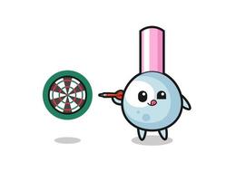 cute cotton bud is playing dart vector