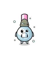 cute cartoon cotton bud with shivering expression vector