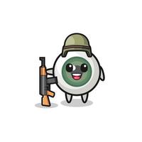 linda mascota globo ocular como soldado vector