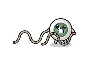 illustration of eyeball doing battle rope workout vector