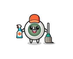 cute eyeball character as cleaning services mascot vector