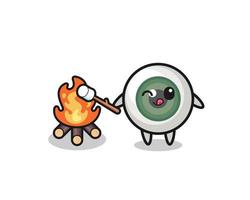 eyeball character is burning marshmallow vector