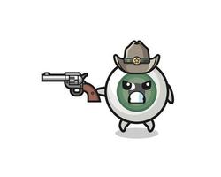 the eyeball cowboy shooting with a gun vector