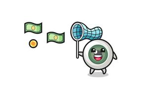 illustration of the eyeball catching flying money vector