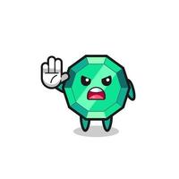 emerald gemstone character doing stop gesture vector