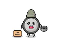 cute button cell beggar cartoon character vector