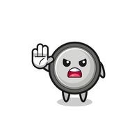 button cell character doing stop gesture vector