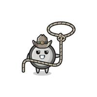 the button cell cowboy with lasso rope vector