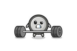 cartoon of button cell lifting a barbell vector