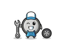 the button cell character as a mechanic mascot vector