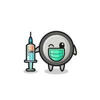 button cell mascot as vaccinator vector