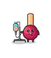 cute matches character standing with infusion pole vector
