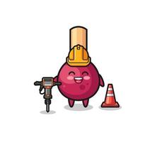 road worker mascot of matches holding drill machine vector