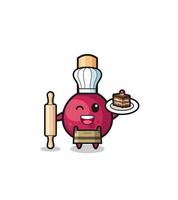 matches as pastry chef mascot hold rolling pin vector