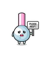 cute cotton bud hold the please help banner vector