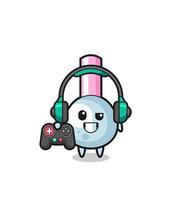 cotton bud gamer mascot holding a game controller vector