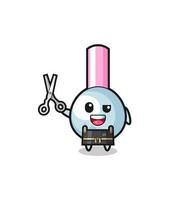 cotton bud character as barbershop mascot vector