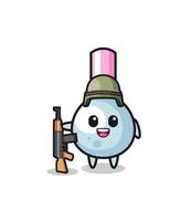 cute cotton bud mascot as a soldier vector