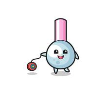 cartoon of cute cotton bud playing a yoyo vector