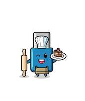 flash drive usb as pastry chef mascot hold rolling pin vector