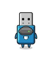 linda unidad flash usb con auriculares vr vector