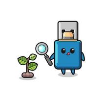 cute flash drive usb herbalist researching a plants vector
