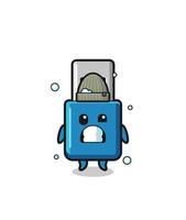 cute cartoon flash drive usb with shivering expression vector