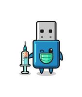 flash drive usb mascot as vaccinator vector