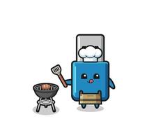 flash drive usb barbeque chef with a grill vector