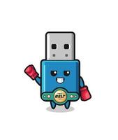 flash drive usb boxer mascot character vector
