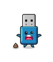 flash drive usb earth surprised to meet poop vector