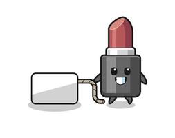 lipstick cartoon is pulling a banner vector