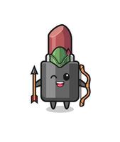 lipstick cartoon as medieval archer mascot vector