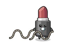 illustration of lipstick doing battle rope workout vector